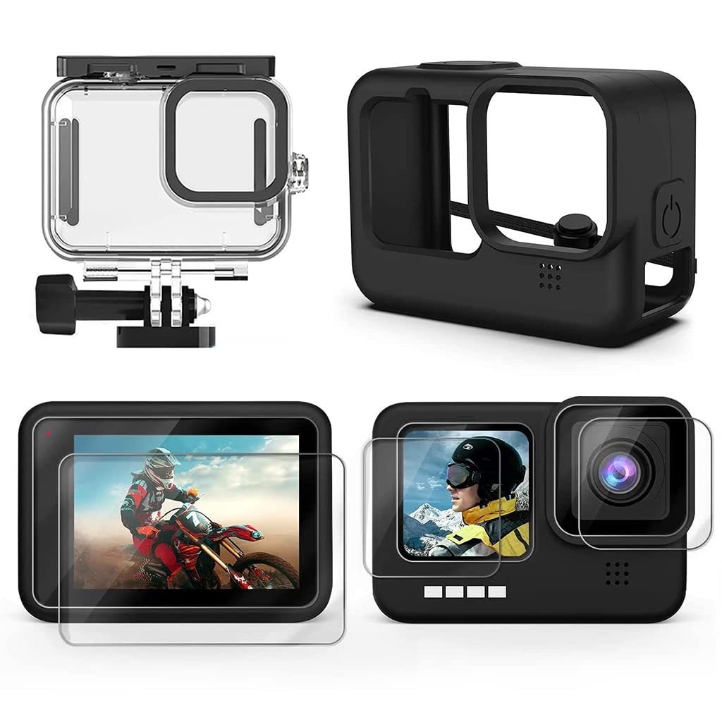 ZIBUYU Gopro Accessories Kit Transparent Waterproof Case Silicone Case for GoPro Hero 11/Hero 10/Hero 9 with Tempered Glass Protector for Camera Lens & Touch Screen, Underwater Protective Housing Case ZIBUYU Gopro Accessories Kit Transparent Waterproof Case Silicone Case for GoPro Hero 11/Hero 10/Hero 9 with Tempered Glass Protector for Camera Lens & Touch Screen, Underwater Protective Housing Case